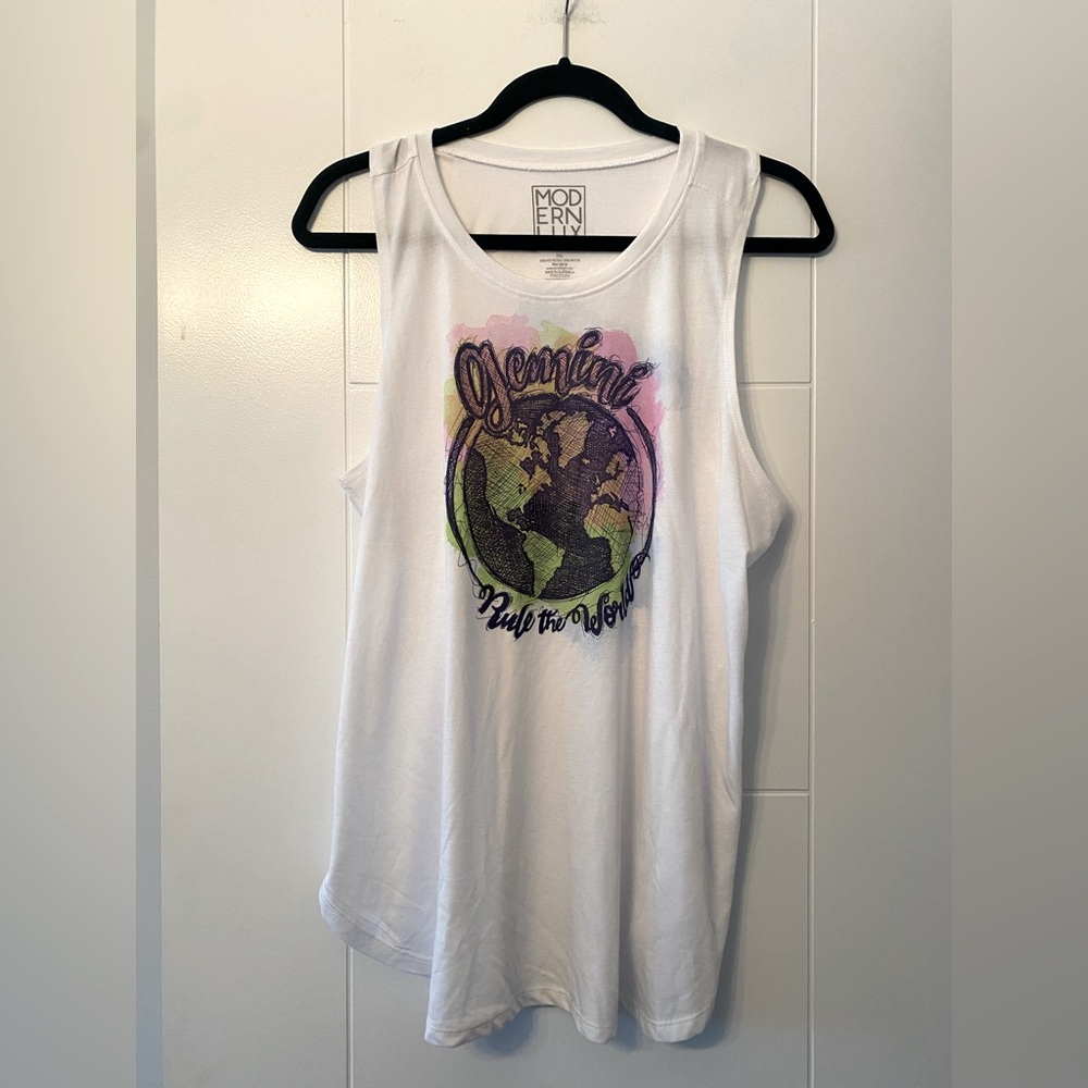Modern Lux- White Gemini sleeveless Tank